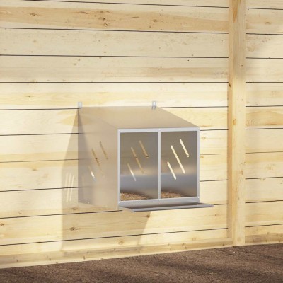 vidaXL Cutie pentru pui cu 2 compartimente, metal argintiu galvanizat 864348 foto