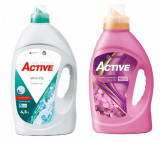 Cumpara ieftin Detergent lichid pentru rufe albe Active, 4.5 litri, 90 spalari + Balsam de rufe Active Happy Day, 1.5 litri, 60 spalari