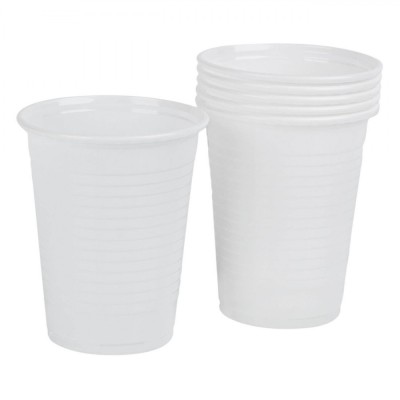Set Pahare Plastic, 200ml, 25 Bucăți, Culoare Albă foto