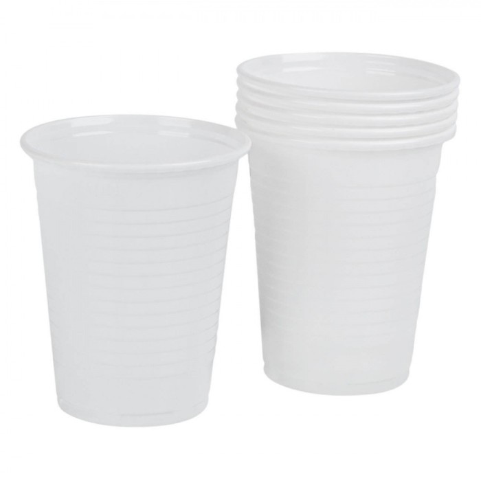 Set Pahare Plastic, 200ml, 25 Bucăți, Culoare Albă