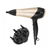 Uscător de păr Fakir Ion Gold, Motor DC 2200W, Ionizare, 3 trepte temperatură, 2 viteze, Jet aer rece, Difuzor volum si concentrator, Negru/Auriu