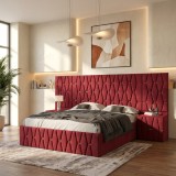 Pat Tapitat Iris Rosu Cu Extensii Si Noptiere Tapitate Comandă acum