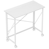 HOMCOM Birou Pliabil Compact 80x40x75 cm, Alb, cu Roti cu Frana