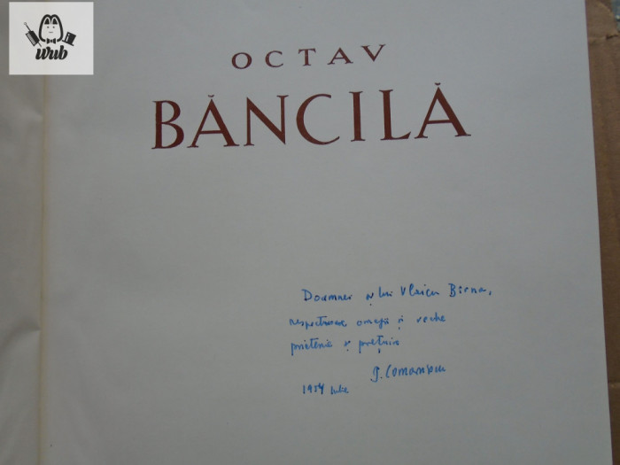 Anton Coman Octav Bancila autograf Petru Comarnescu