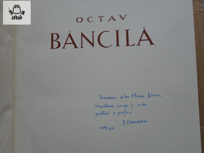 Anton Coman Octav Bancila autograf Petru Comarnescu