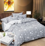 Lenjerie Pat Bumbac Gri cu Elastic 4 Piese 180x200 cm