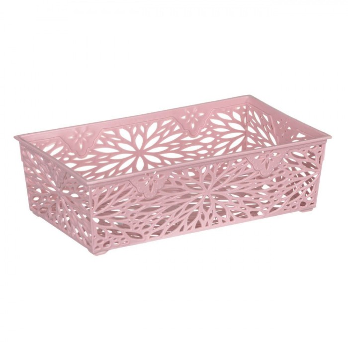 Cutie Depozitare Plastic Flori, Roz, Capacitate 1,1L, 20.2x11.5x6.2 cm