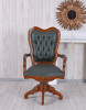 Scaun Chesterfield din lemn mahon cu tapiterie neagra MAR149