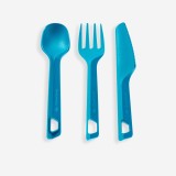 Set 3 tac&acirc;muri (cuțit, furculiță, lingură) pentru camping din plastic albastru