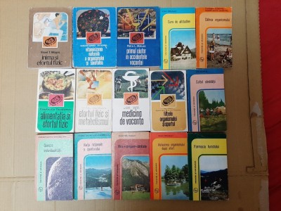 15 vol. colectia &amp;quot;Vacanta si Sanatate&amp;quot; (Vitamine Primul ajutor Accidente Altitudine Calire Alimentatie Efort fizic Metabolism Alergare Farmacia etc.) foto