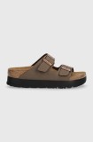 Birkenstock papuci Arizona Platform Flex femei, culoarea maro, cu platforma, 1027417