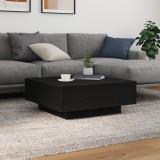 Măsuță cafea LED vidaXL, 80x80, stejar negru mat, modernă, MDF, living, 4 persoane, 50kg