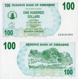 ZIMBABWE 100 dollars 2006 BEARER CHEQUE UNC!!!