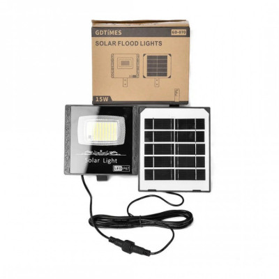 Proiector solar cu panou si telecomanda, putere led 30 w, GD-070, GdTimes, IP67 foto