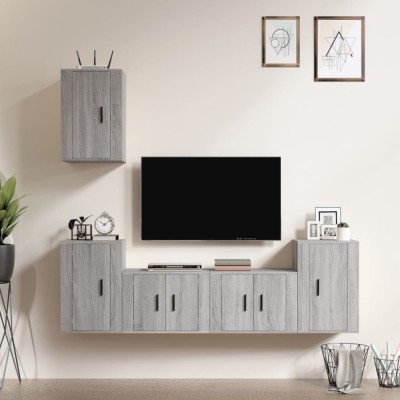 vidaXL Set dulapuri TV, 5 piese, gri sonoma, lemn prelucrat foto