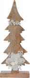 Decoratiune Xmas Tree w pearls , 17x5.8x43 cm, lemn de mango, alb/bej, Excellent Houseware