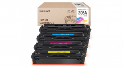 Set 4 Cartuse Toner ZIPRINT, compatibil HP 205A HP CF530A CF531A CF532A CF533A, 1x Negru, 1x Cyan, 1x Magenta, 1x Galben - RESIGILAT foto