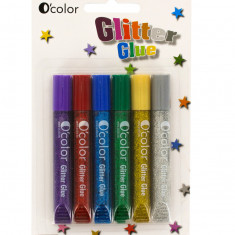Set 6 flacoane Lipici Glitter Colorat