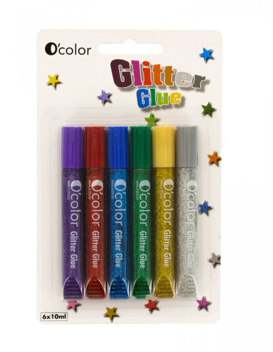 Set 6 flacoane Lipici Glitter Colorat