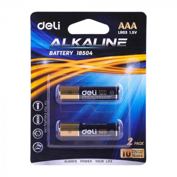 Set 2 Baterii Alcaline Deli R3, AAA, Baterii Deli AAA, Baterii AAA, Set Baterii AAA, Set Baterii R3, Baterii Tip AAA, Baterii pentru Jucarii, Baterii