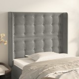 Gossi tablie de pat cu aripioare gri deschis 103x16x118/128cm catifea