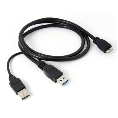 Cablu USB dual A (usb3 date + usb2 alimentare) la microUSB 3 tata , Active, pentru hard disk extern, negru