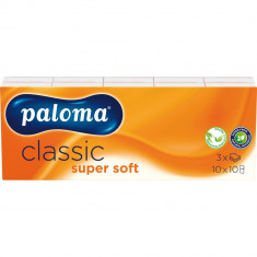 Batiste Hartie PALOMA, 3 Straturi, Super Soft, 10x10 cm, 10 Buc/Set, Servetele Uscate, Batiste Nazale Simple, Servetele de Hartie, Servetele Uscate Si