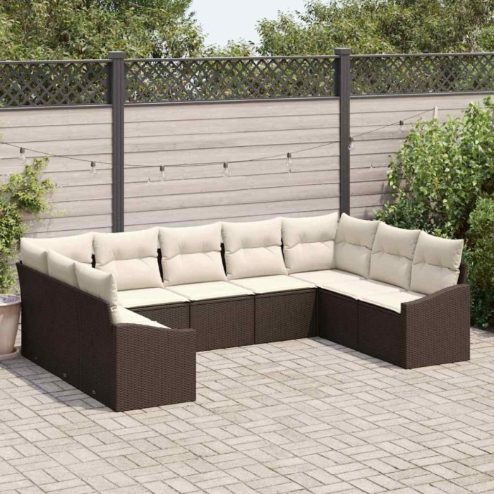 vidaXL Set de canapele pentru grădină 9 pcs Maro Rattan poli 3346878