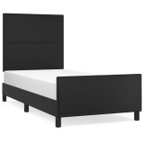 Cumpara ieftin Cadru de pat cu tablie, negru, 90x200 cm, piele ecologica