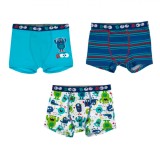 Set 3 Boxeri Copii Multicolor, Model Monstru, Bumbac, 2-4 Ani (100-112 cm)