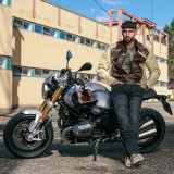 Geaca moto barbati din piele naturala W-TEC Retro maro/bej