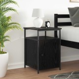 vidaXL Dulap de noapte cu sertar 2 pcs Stejar negru Lemn compozit 879506