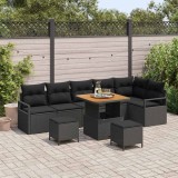 Cumpara ieftin Set de canapele pentru gradina 9 buc. 8-Numar de locuri Negru