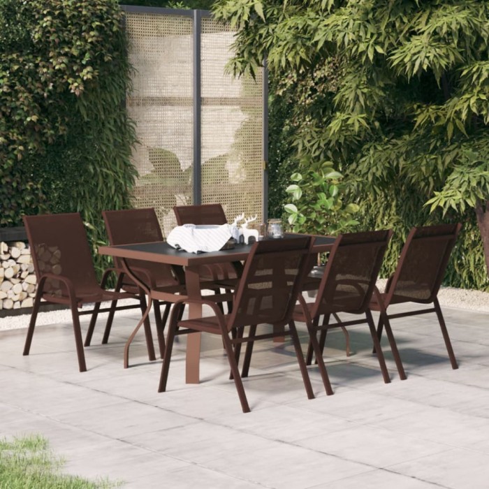 Gossi set de servit masa pentru gradina, 7 piese, maro si negru