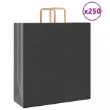 VidaXL Pungi de h&acirc;rtie 250 buc cu m&acirc;nere negre 45x17x48 cm