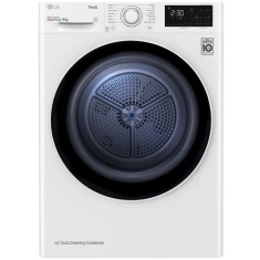 Uscator de rufe LG RH80V3AV6N, Pompa de caldura DUAL Inverter, 8 kg, 14 programe, Clasa A++, Auto-curatare condensator, Eco Hybrid, ThinQ, Alb