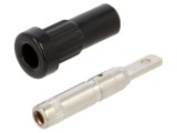 Soclu Banană 2mm Negru cu Izolație pe Panou 10A 30VAC 60VDC