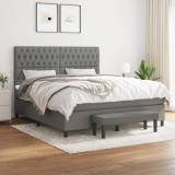 VidaXL Pat box spring cu saltea, gri &icirc;nchis, 180x200 cm, textil 3136854