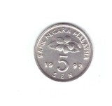 Moneda Malaezia 5 sen 1992, stare buna, curata