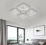 Lustra LED cu telecomanda ZOE 52W, 4 Patrate, lumina Rece/Calda/Neutra, Dimabila, Alb ModernLight Concept