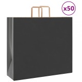 vidaXL Saci de h&acirc;rtie 50 buc cu m&acirc;nere negre 54x15x49 cm