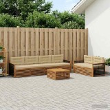 Cumpara ieftin Set de canapele de exterior 7 buc. 6-Locuri Natural si Bej