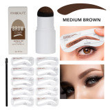 Kit Stampila Sprancene + Sabloane Kiahbeaute Brow Stamp #02 - Medium Brown