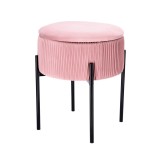 Cumpara ieftin Taburet cu spatiu depozitare, catifea roz, fier negru 36 x 44 cm