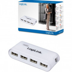 HUB USB Logilink UA0086, USB 2.0 x4, Alb foto