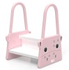 Scaunel Inaltator pentru Copii Tip Scara cu Manere Linomag&reg;, Doua Trepte, cu Suprafata Antialunecare, pentru WC, Baie si Bucatarie, 61x40x46cm, Roz /