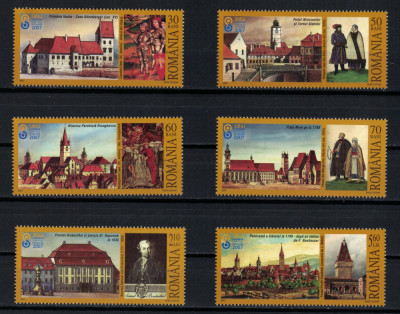 ROMANIA 2007 - Arhitectura, Sibiu, capitala culturala/ set complet MNH foto