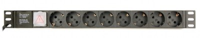 PDU GEMBIRD 1U pt. rack 19 inch, 8 prize Schuko, intrare IEC, max 10 A, on/off, 3 m, &amp;quot;EG-PDU-014-C14&amp;quot; (timbru verde 11 lei) foto