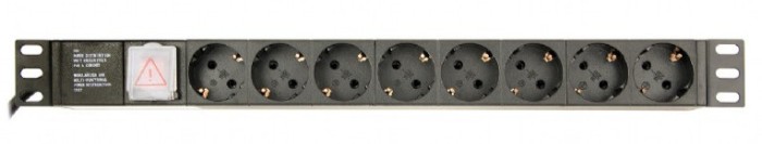 PDU GEMBIRD 1U pt. rack 19 inch, 8 prize Schuko, intrare IEC, max 10 A, on/off, 3 m, &quot;EG-PDU-014-C14&quot; (timbru verde 11 lei)