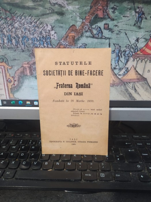 Statutele Societății de bine-facere Fraterna Rom&acirc;nă din Iași, fondată la 28 martie 1899, Iași 1909, 013